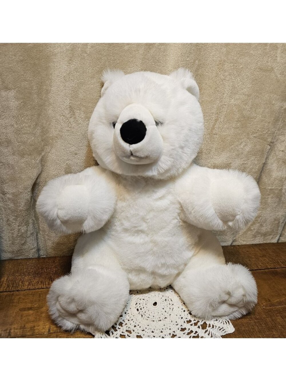 Fiesta White SittingPolar Bear 15.5” Plush Stuffed Animal Cuddly Soft